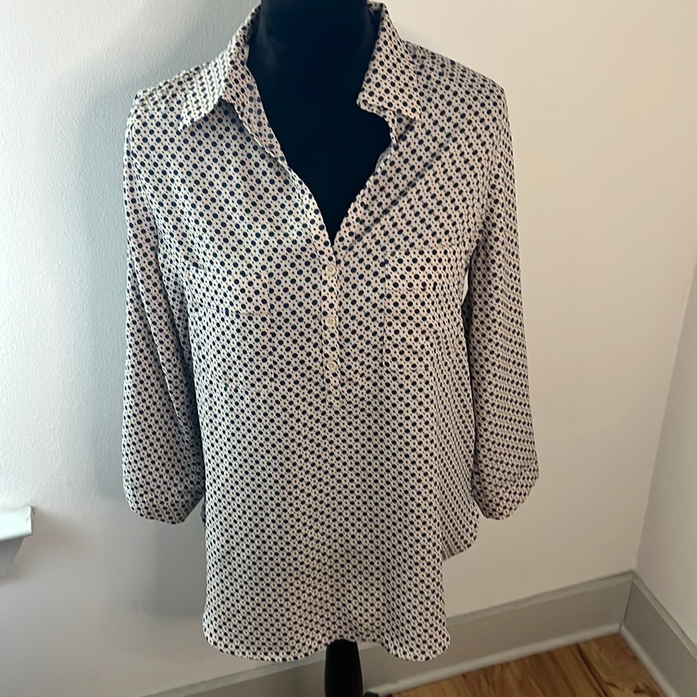 Pleione long sleeves polyester tunic blouse Sz XS